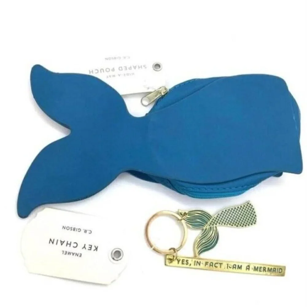 Mermaid Pouch & Matching Mermaid Keychain NEW Gift Set C.R. Gibson